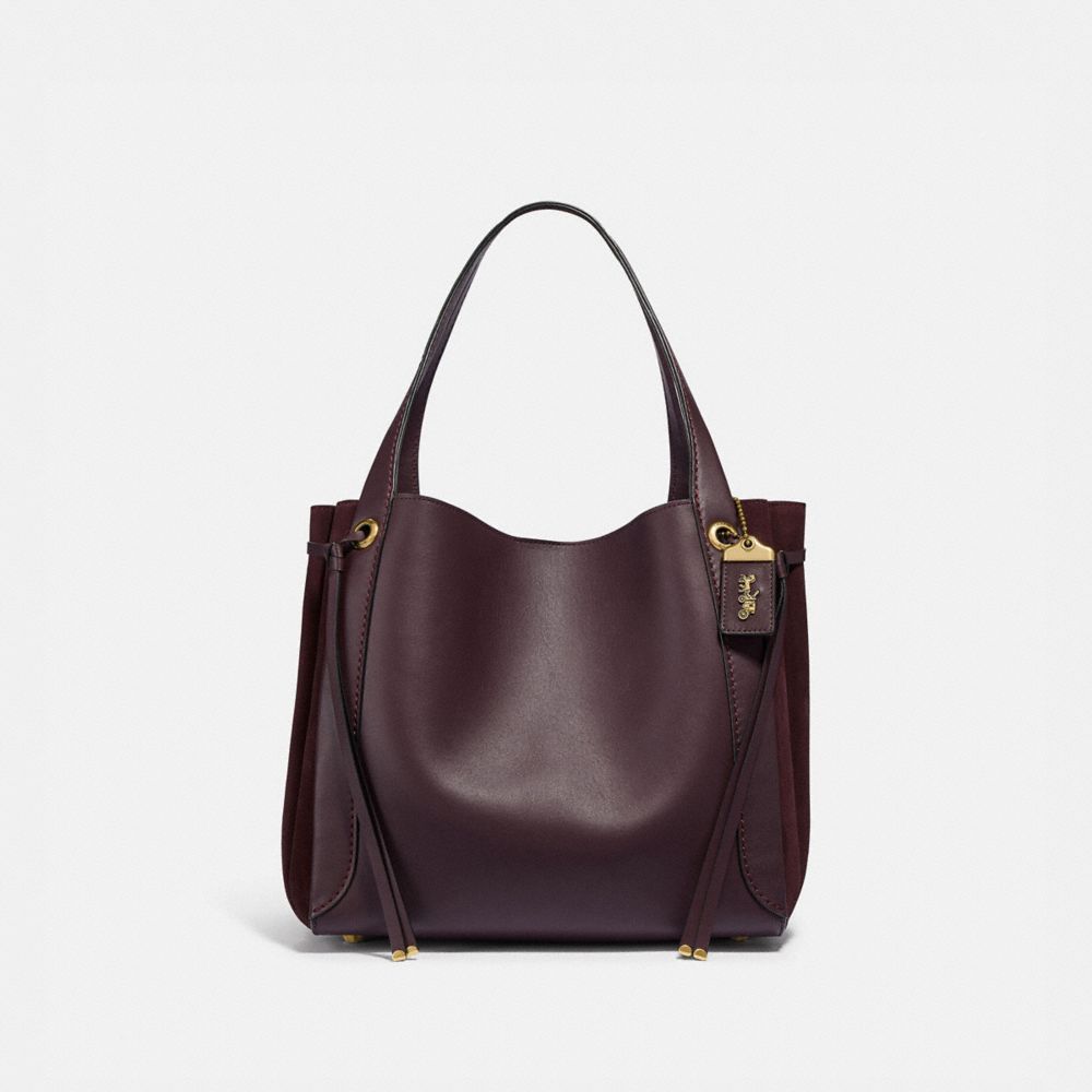 COACH®,HARMONY HOBO,Glovetan Leather,Medium,Brass/Oxblood,Front View