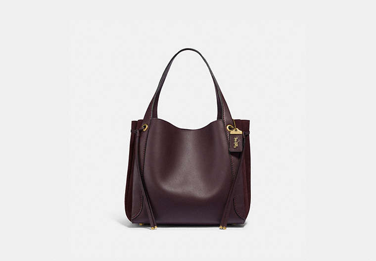 COACH®,HARMONY HOBO,Leather,Medium,Brass/Oxblood,Front View