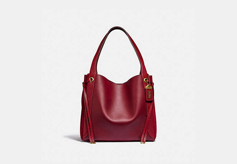 COACH®,HARMONY HOBO,Leather,Medium,Brass/Deep Red,Front View
