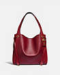 COACH®,HARMONY HOBO,Leather,Medium,Brass/Deep Red,Front View