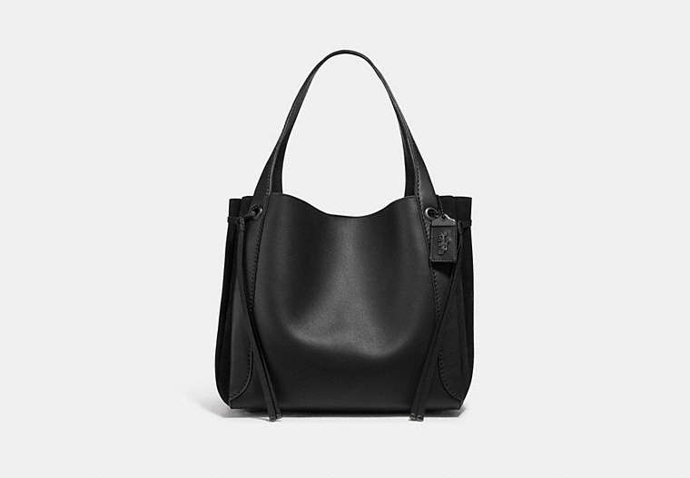 COACH®,HARMONY HOBO,Leather,Medium,Pewter/Black,Front View
