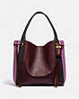 COACH®,HARMONY HOBO IN COLORBLOCK,Leather,Medium,Brass/Cranberry Multi,Front View