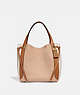 COACH®,HARMONY HOBO IN COLORBLOCK,Leather,Medium,Brass/Beechwood,Front View