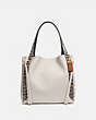 COACH®,HARMONY HOBO IN COLORBLOCK WITH SNAKESKIN DETAIL,Leather,X-Large,Brass/Chalk,Front View