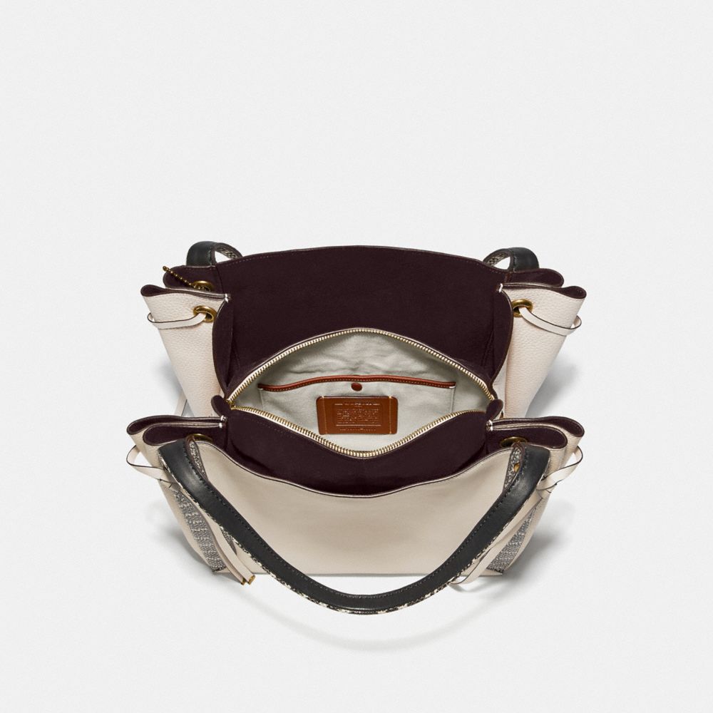 COACH®,HARMONY HOBO IN COLORBLOCK WITH SNAKESKIN DETAIL,Glovetan Leather,X-Large,Brass/Chalk,Inside View,Top View