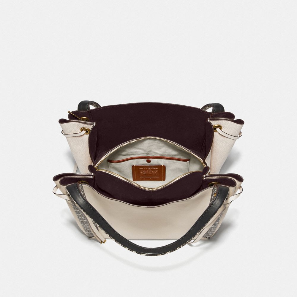 COACH®,HARMONY HOBO COLORBLOCK AVEC DÉTAIL PEAU DE SERPENT,Cuir,Laiton/Craie,Inside View,Top View