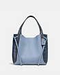 COACH®,HARMONY HOBO IN COLORBLOCK WITH SNAKESKIN DETAIL,Leather,X-Large,Slate/Pewter,Front View