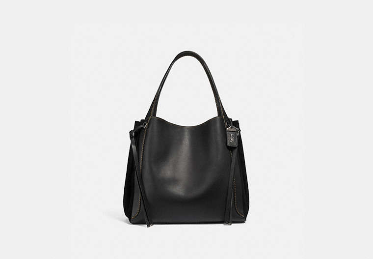 COACH®,HARMONY HOBO 33,Leather,X-Large,Pewter/Black,Front View