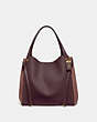 COACH®,HARMONY HOBO 33 IN COLORBLOCK,Leather,X-Large,Brass/Oxblood Multi,Front View