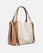 COACH®,HARMONY HOBO 33 IN COLORBLOCK,Leather,X-Large,Brass/Chalk,Angle View