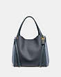 COACH®,HARMONY HOBO 33 IN COLORBLOCK,Leather,X-Large,Pewter/Midnight Navy,Front View