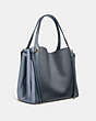 COACH®,HARMONY HOBO 33 IN COLORBLOCK,Leather,X-Large,Pewter/Midnight Navy,Angle View