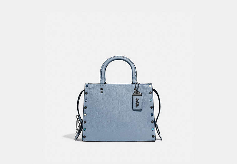COACH®,ROGUE 25 WITH RIVETS,Leather,Medium,Slate/Pewter,Front View