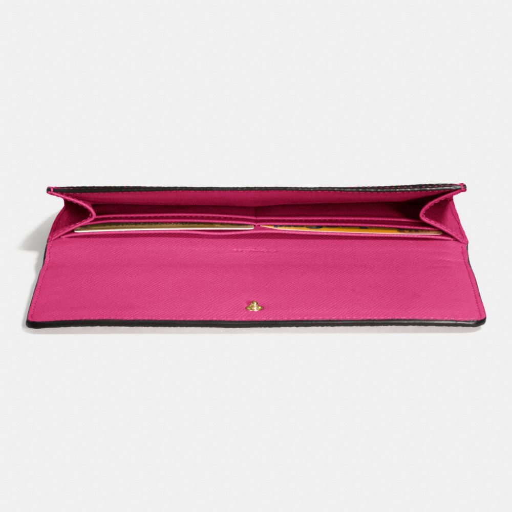 Soft Wallet In Polished Pebble Leather With Lacquer Rivets