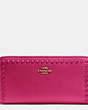 COACH®,ACCORDION ZIP WALLET WITH LACQUER RIVETS,Leather,Light Gold/Cerise,Front View
