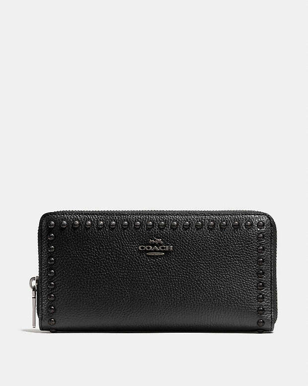 COACH®: Accordion Zip Wallet With Lacquer Rivets