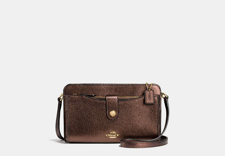 COACH®,Cuir,Or Clair/Bronze,Front View