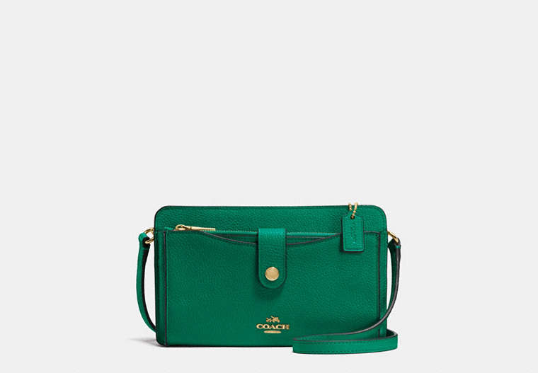 COACH®,Cuir,Or Clair/Forêt,Front View
