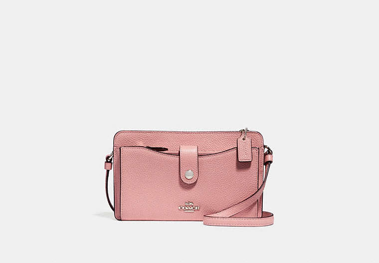 COACH®,NOA POP-UP MESSENGER,Leather,Mini,Silver/Peony,Front View
