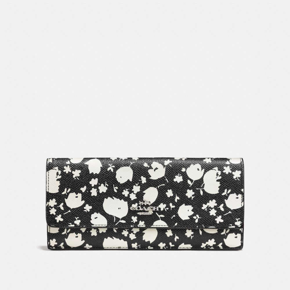 COACH®,SOFT WALLET IN FLORAL PRINT LEATHER,Leather,Chalk Prairie Calico/Silver,Front View