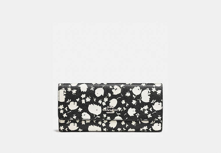 Soft Wallet In Floral Print Leather