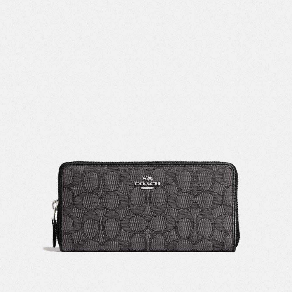 COACH®,Accordion Zip Wallet In Signature Jacquard,,Front View