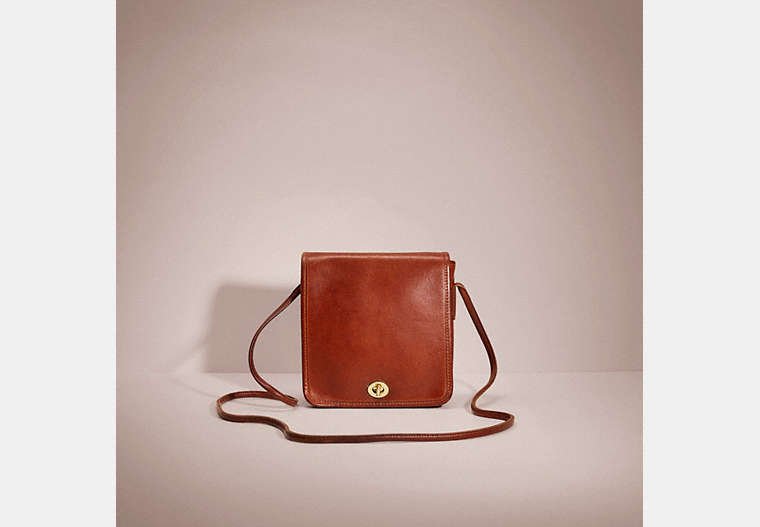 COACH®,VINTAGE COMPACT POUCH,Smooth Leather,Brass/British Tan,Front View