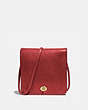COACH®,VINTAGE COMPACT POUCH,Smooth Leather,Brass/Red,Front View