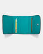COACH®,SMALL WALLET IN CROSSGRAIN LEATHER,Leather,Silver/TURQUOISE,Inside View,Top View