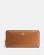 COACH®,ACCORDION ZIP WALLET,Leather,Light Gold/Saddle,Front View