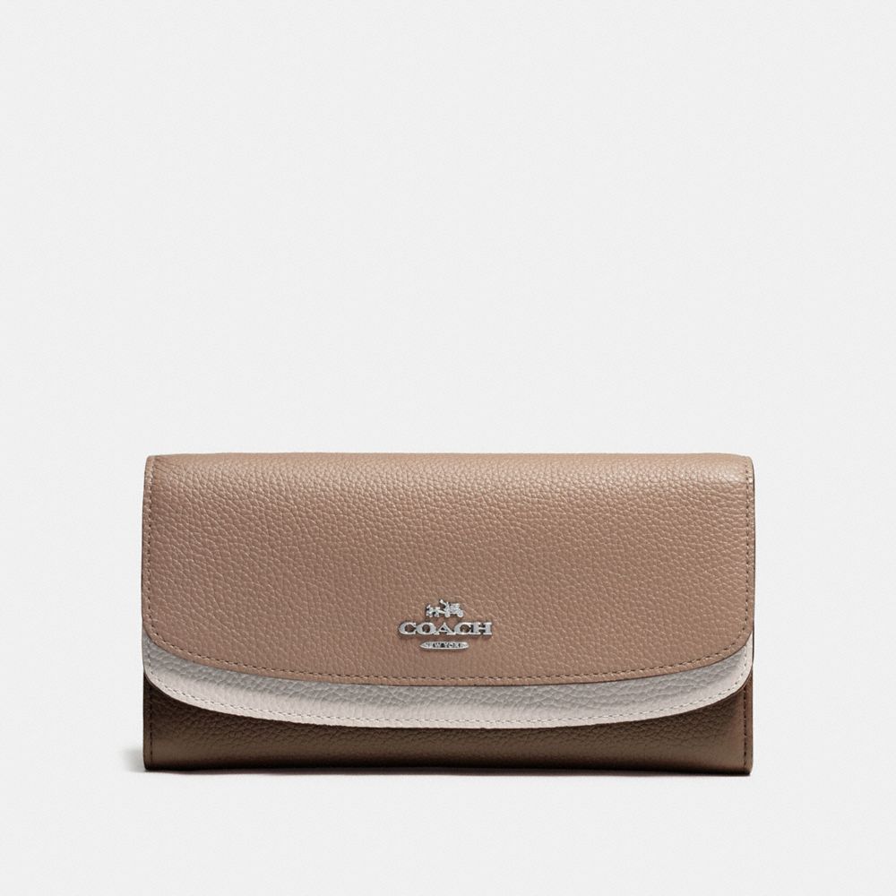 Double Flap Wallet In Colorblock Leather