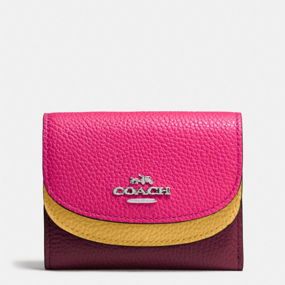 Double Flap Small Wallet In Colorblock Leather