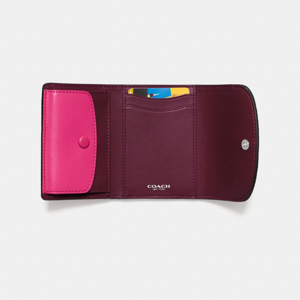 Double Flap Small Wallet In Colorblock Leather