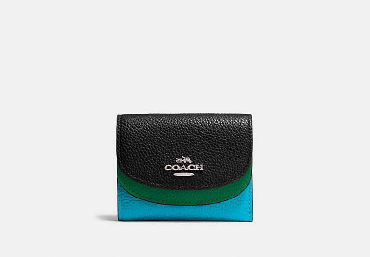 Double Flap Small Wallet In Colorblock Leather