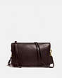 COACH®,VINTAGE SMALL SLIM CLUTCH,Smooth Leather,Medium,Brass/Oxblood,Front View