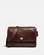 COACH®,VINTAGE SMALL FLAP BAG,Smooth Leather,Small,Brass/Mahogany,Front View