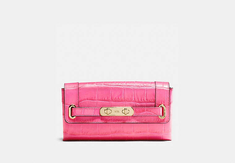 Coach Swagger Wallet In Croc Embossed Leather