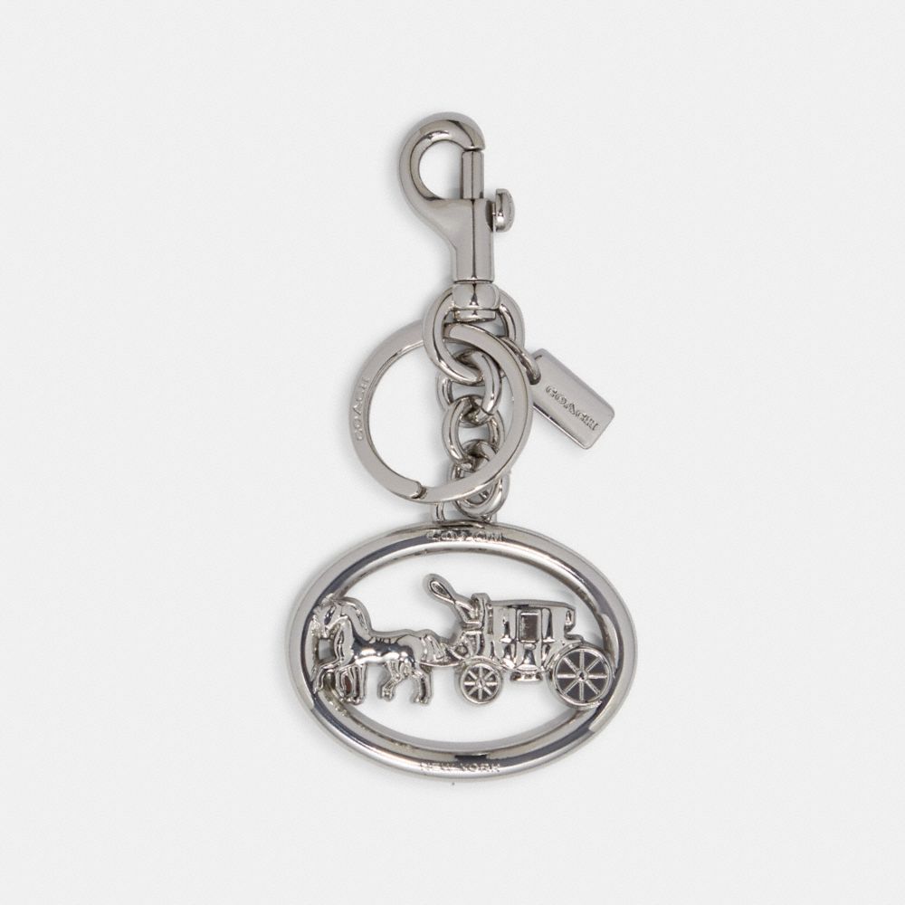 COACH®,HORSE AND CARRIAGE BAG CHARM,Silver,Front View