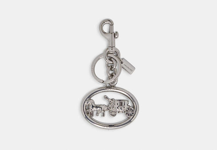 COACH®,HORSE AND CARRIAGE BAG CHARM,Metal,Silver,Front View