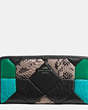 COACH®,ACCORDION ZIP WALLET,Leather,DK/BLACK/TURQUOISE MULTI,Front View