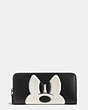 COACH®,MICKEY ACCORDION ZIP WALLET IN GLOVETANNED LEATHER,Leather,Gunmetal/Black,Front View