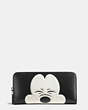 COACH®,MICKEY ACCORDION ZIP WALLET IN GLOVETANNED LEATHER,Leather,DK/BLACK2,Front View
