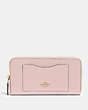 COACH®,ACCORDION ZIP WALLET,pusplitleather,Gold/Blossom,Front View