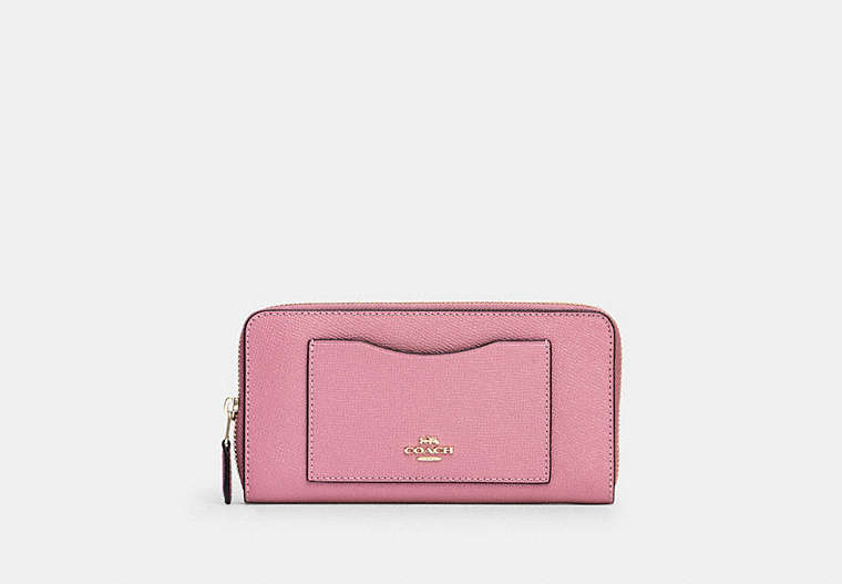 COACH®,ACCORDION ZIP WALLET,pusplitleather,Gold/Rose,Front View