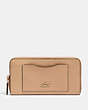 COACH®,ACCORDION ZIP WALLET,pusplitleather,Gold/Taupe,Front View