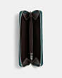 COACH®,ACCORDION ZIP WALLET,pusplitleather,Silver/Dark Turquoise,Inside View,Top View