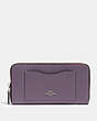 COACH®,ACCORDION ZIP WALLET,pusplitleather,Silver/Dusty Lavender,Front View