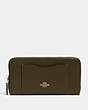 COACH®,ACCORDION ZIP WALLET,pusplitleather,Silver/Cargo Green,Front View