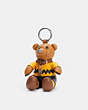 COACH®,COACH X PEANUTS CHARLIE BROWN BEAR COLLECTIBLE BAG CHARM,Leather,Mini,Silver/Light Saddle Multi,Front View