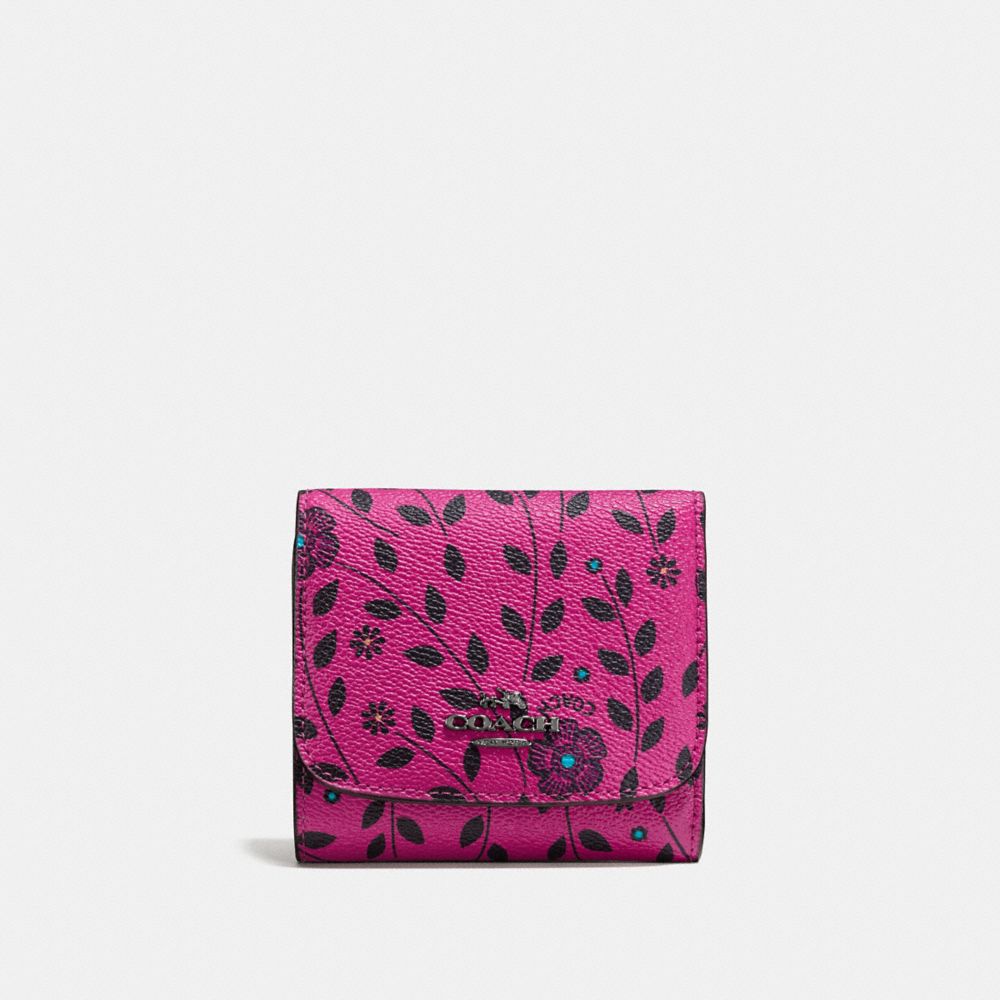 COACH®,Small Wallet With Willow Floral Print,,Front View
